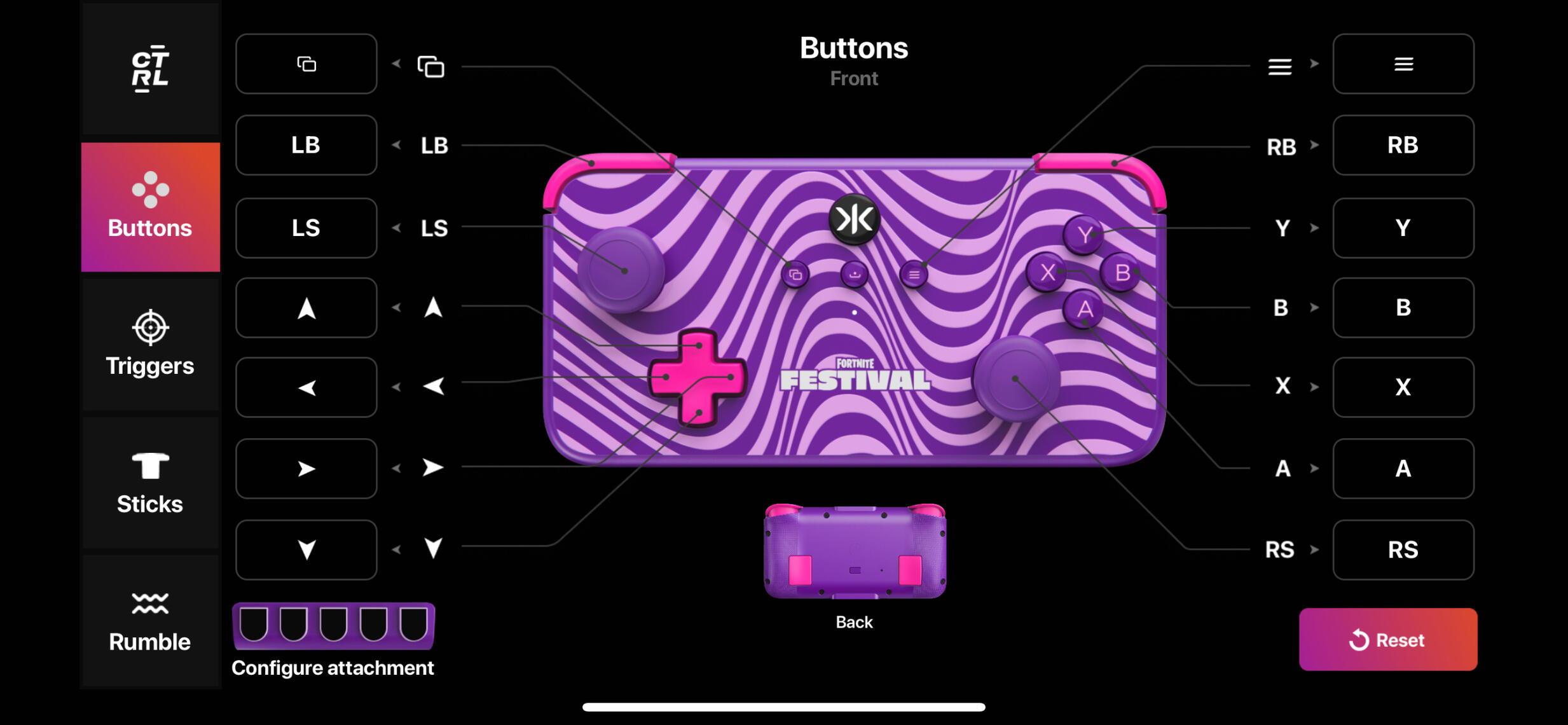 Face Button Configuration