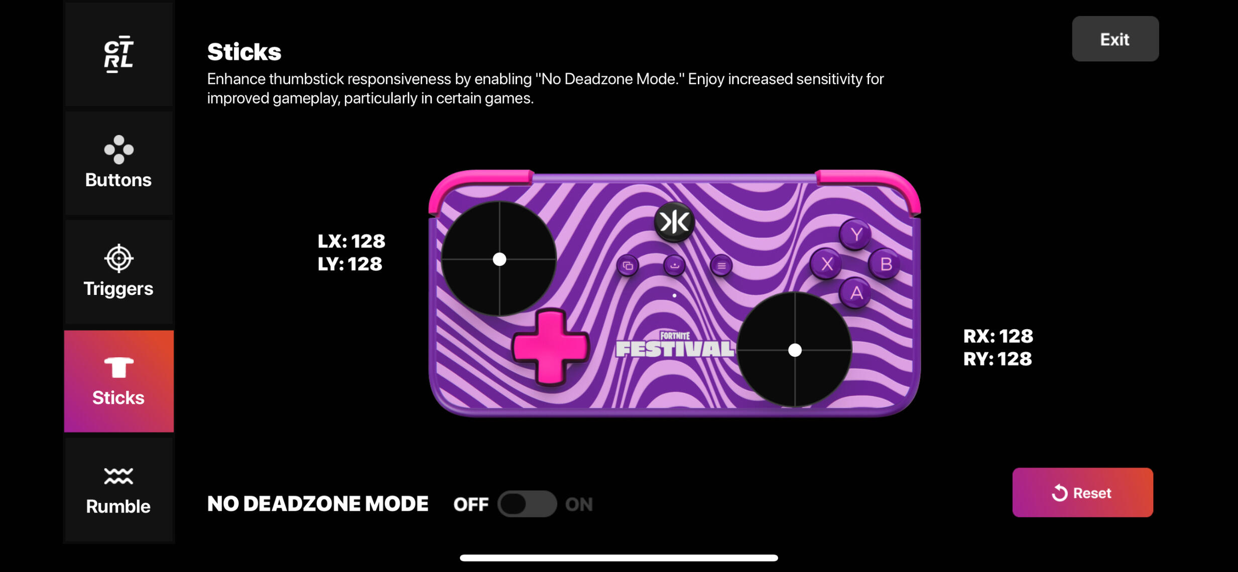 Hall Effect Thumbstick Settings